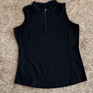 Tail black polyester sleeveless golf top.